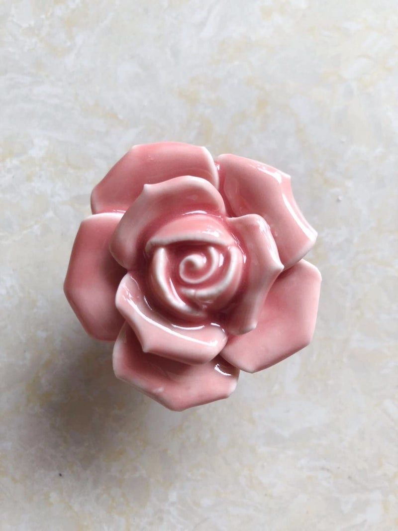 DLD Knobs, 8Pcs Elegant Pink Rose Pulls Flower Ceramic Cabinet Knobs Cupboard Drawer Pull Handles + Scre. - Image 5
